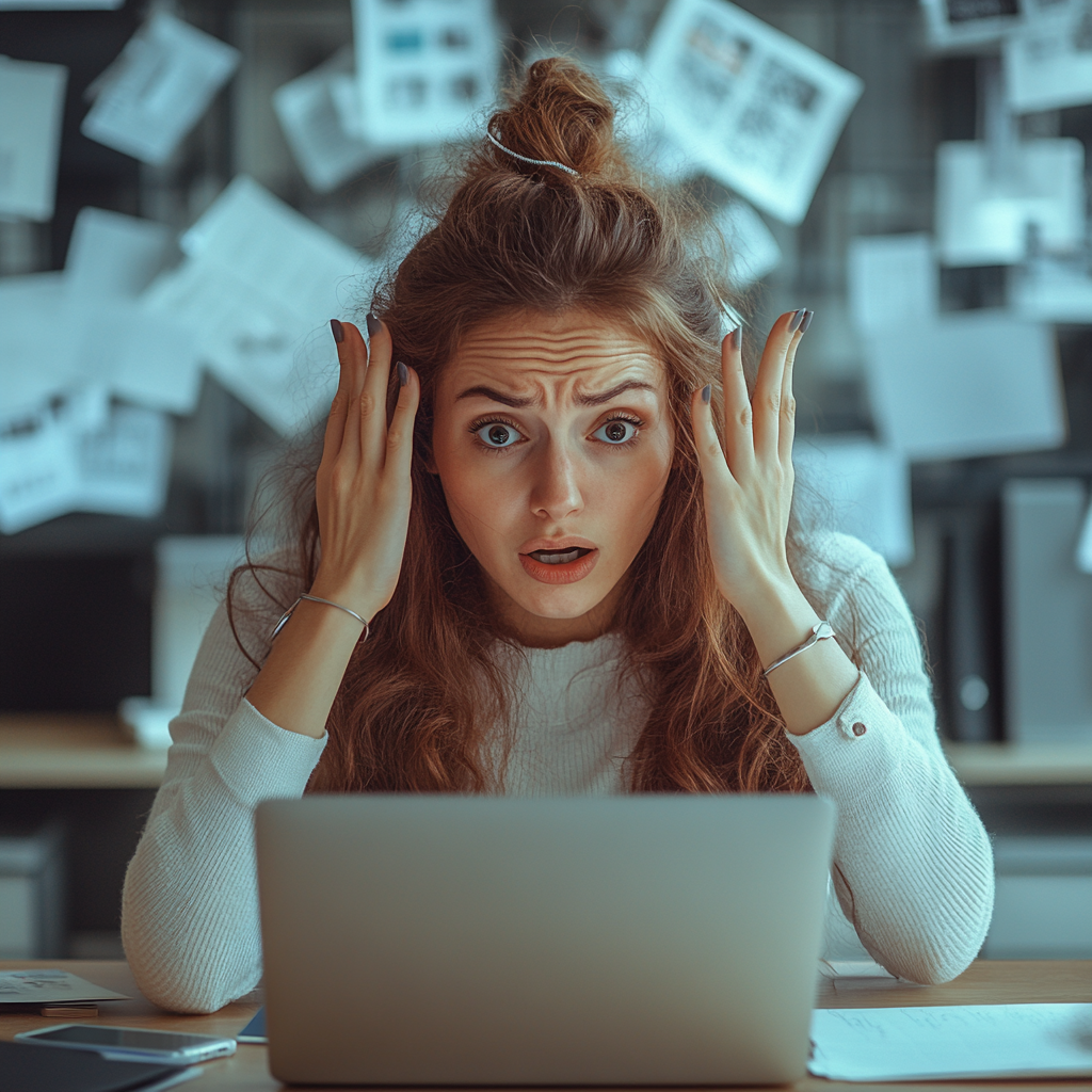 Woman stressed over social media management